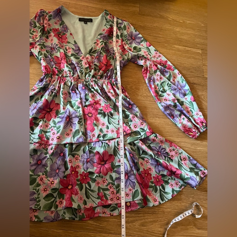 Dance & Marvel Floral Long Sleeve Dress - Pink and Purple - Picture 9 of 9